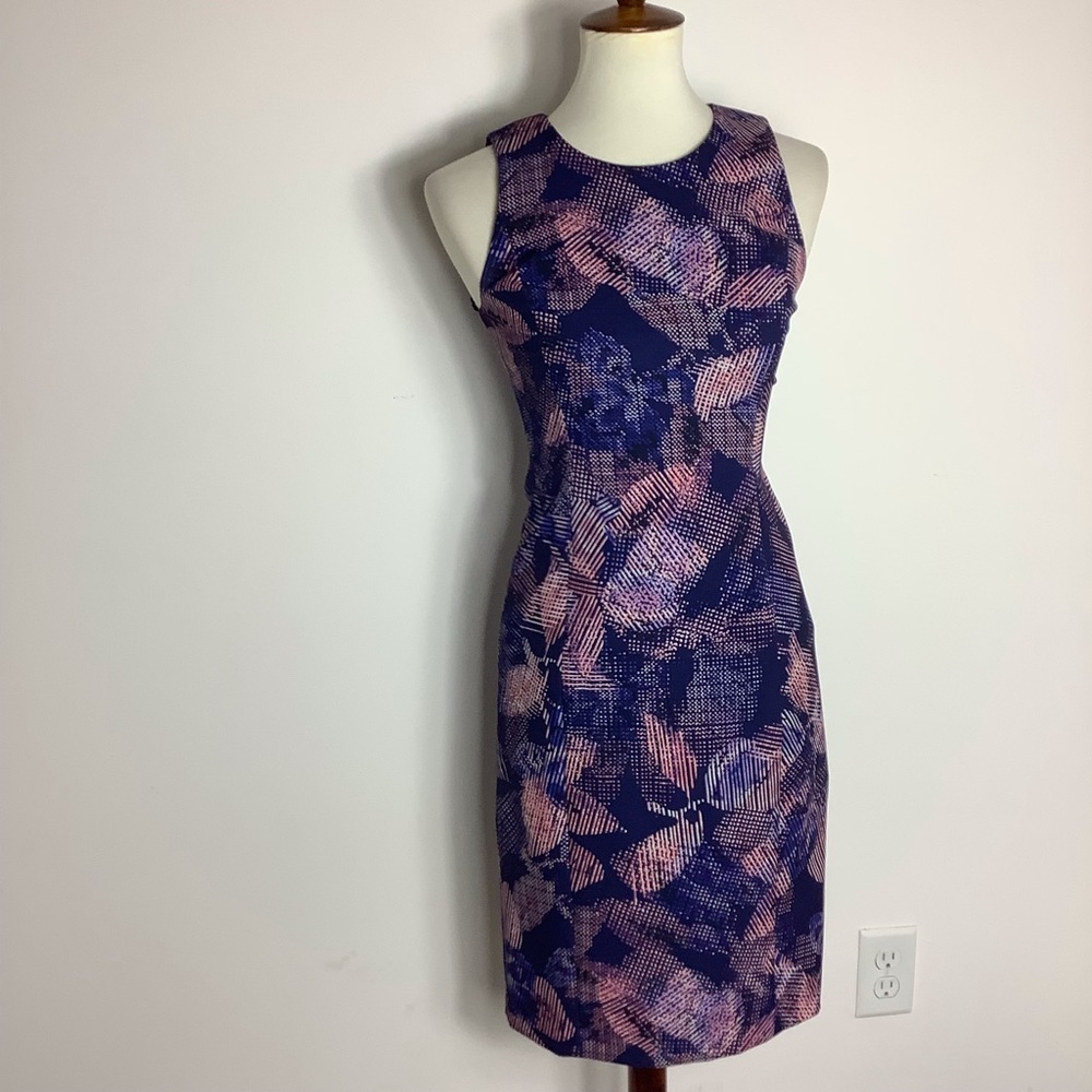 Rebecca Taylor floral print Sheath Dress abstract print Sleeveless Shift dress